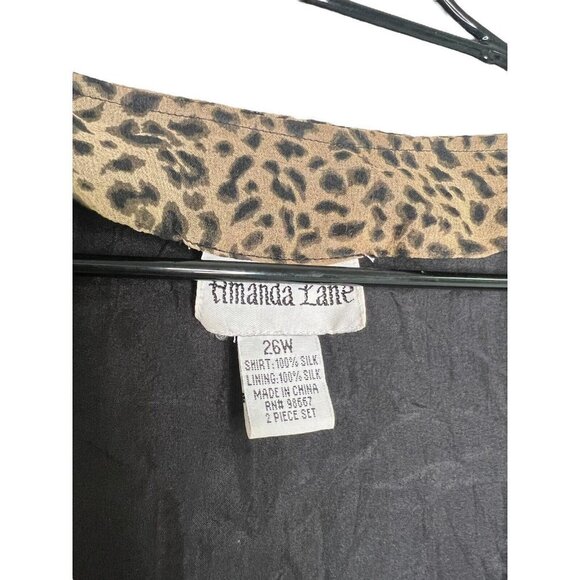 Amanda Lane 100% Silk Top Blouse Womens Sz 26 Cheetah Leopard Print Ruffles - Picture 9 of 10